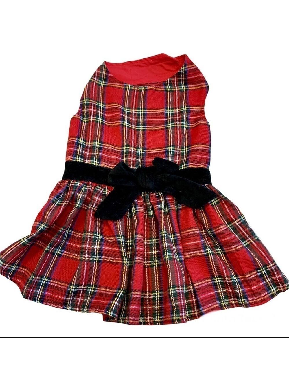 𝅺EAST Side Collection small breed dog plaid check red dress size medium